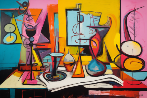 Colorful abstract art with geometric brushstrokes