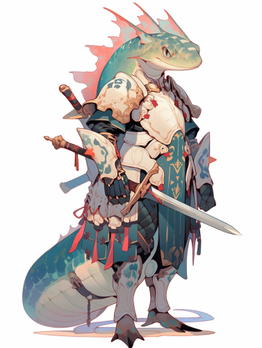 Axolotl warrior in ancient armor