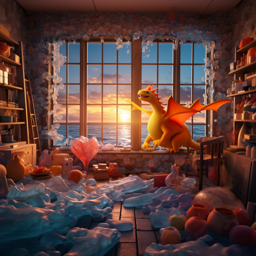 Vibrant room with melting ice cubes Vibrant room with melting ice cubes