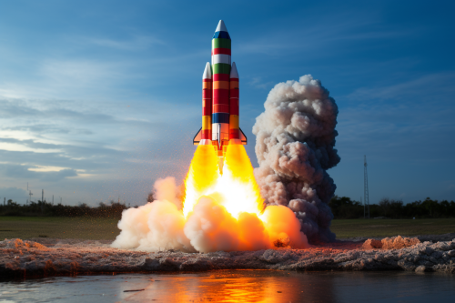 Colorful Lego Rocket Launching