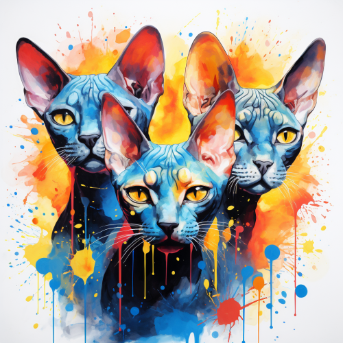 Colorful sphynx cats with droplets Colorful sphynx cats with droplets