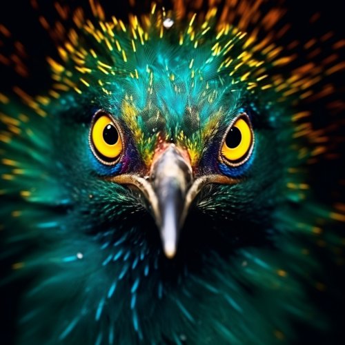 Vibrant bird with captivating gaze