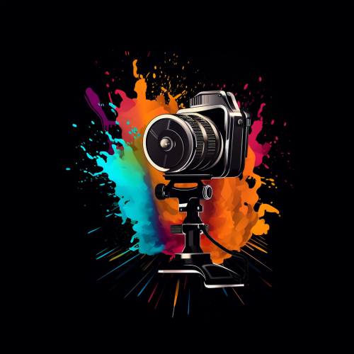Logo featuring movie camera and microphone