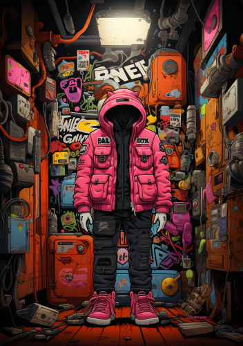 Vibrant street art illustration with GenZ textile design