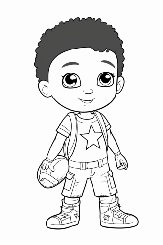 Cute African American boy coloring in a book