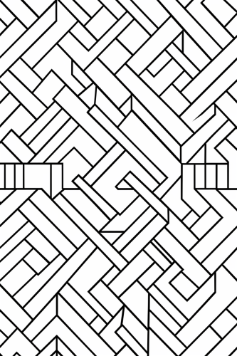 Coloring page with basic shapes and patterns