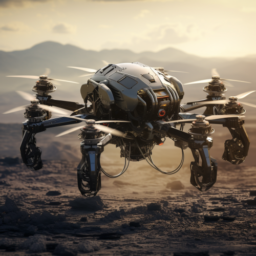 Futuristic combat drone technology in action