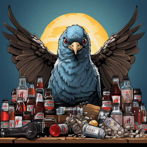 Funny Pigeon with Bottles