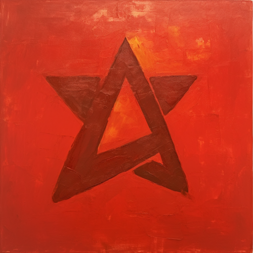 Communism symbol on red background painting