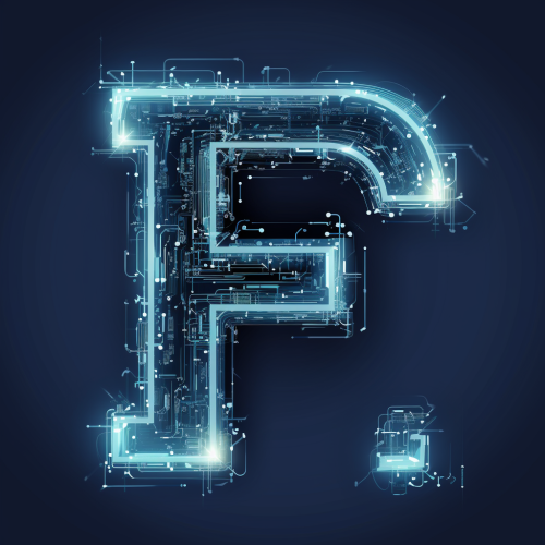 Vector image of letter F with connecting computers
