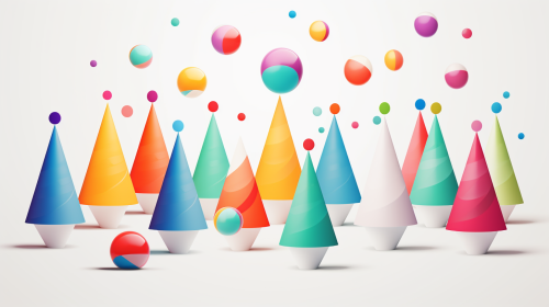 Illustration of cones and skittles in a party