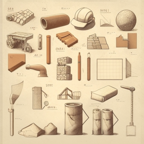 Construction materials illustration sketch