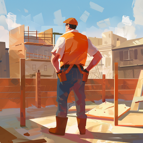 Rear view construction worker playful style