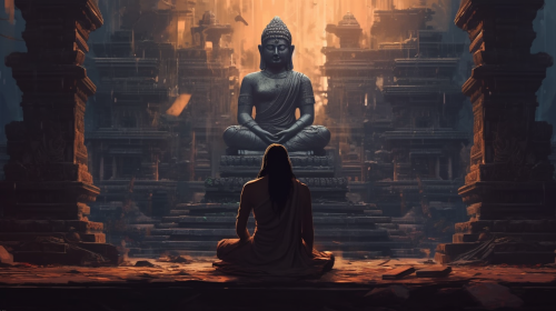 Raja Shah inside temple with Goddess Kali