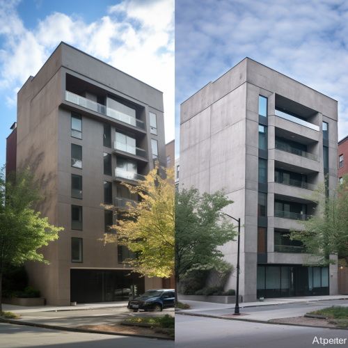 Before and After of Converted Modern Apartment Building