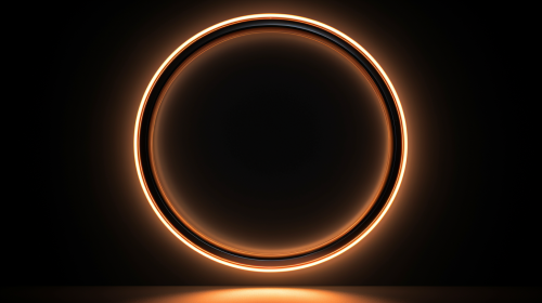 Copper Neon Circle on Black Background