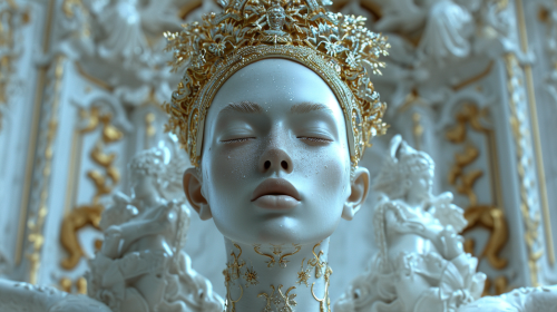 Coquettish Human Theotokos with Golden Crown and Tear Tracts