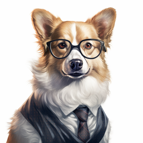 Realistic Corgi Dog wearing glasses as a lawyer