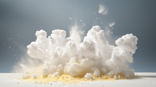 White background with corn foam explosion
