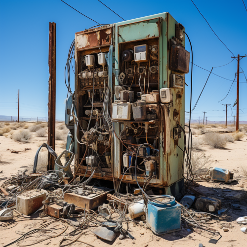 Corroded electrical equipment in the desert