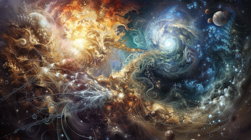 Cosmic magical celestial loom weaving silvery threads Cosmic magical celestial loom weaving silvery threads