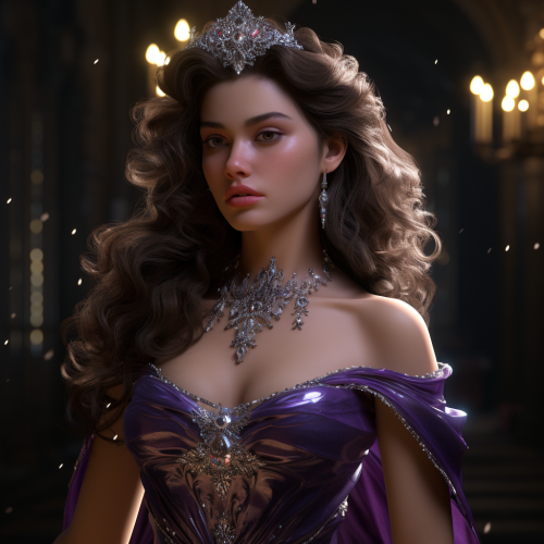 Female model in purple gown with celestial crown Female model in purple gown with celestial crown