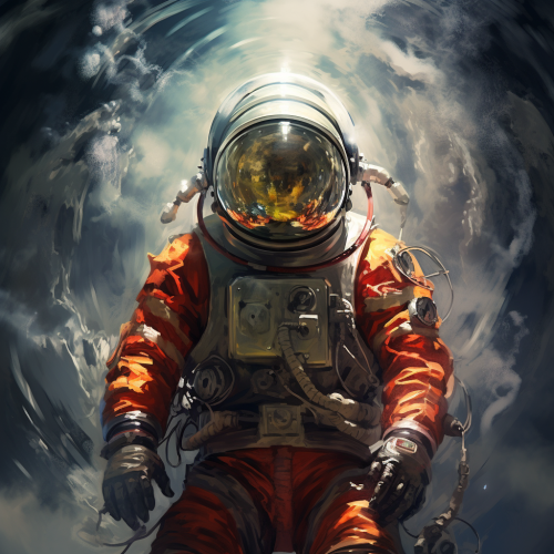 Cosmonaut in Suit with Alien