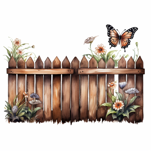 Cottage Core Fence with Butterflies