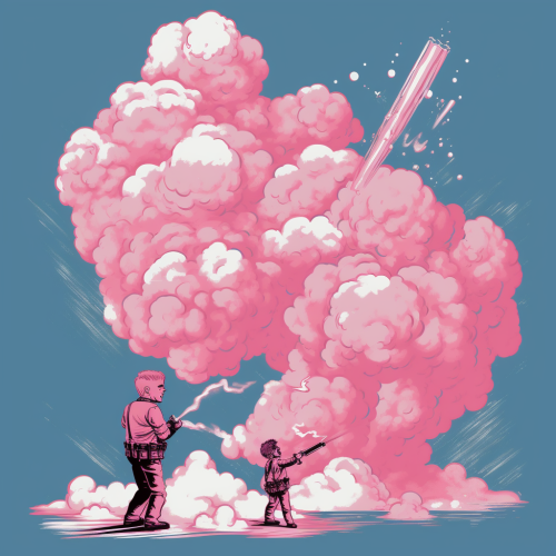 Colorful cotton candy war in action