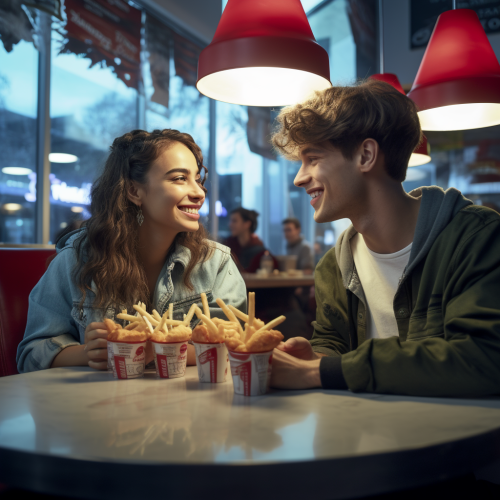 Couple arguing over fries at KFC