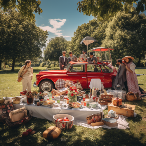Families having a safe picnic during Covid