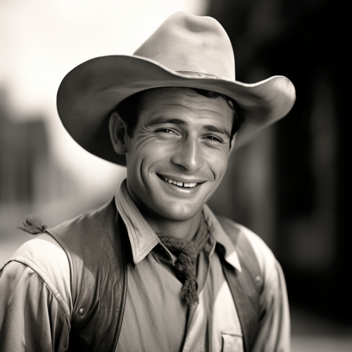 Vintage cowboy smiling photo