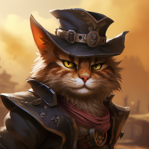 Cat wearing cowboy hat with sneering expression