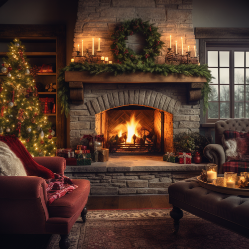 Cozy living room with Christmas decorations Cozy living room with Christmas decorations