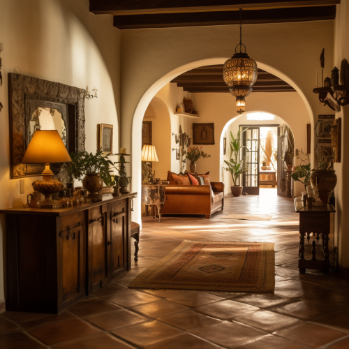 Furniture in a Cozy Mexican Hacienda Hallway