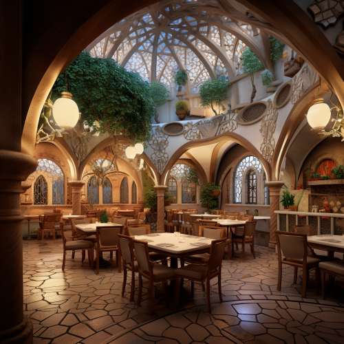 Cozy Restaurant with Gaudi Architecture