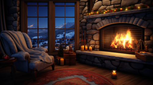 Cozy Stone Winter Christmas Fireplace Cottage Cozy Stone Winter Christmas Fireplace Cottage