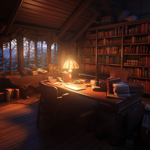 Cozy study corner with open books