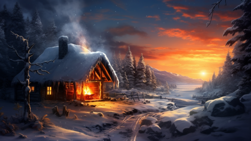 Peaceful scene of fire and ice