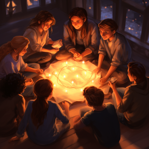 Group sharing stories in cozy circle