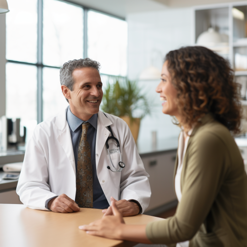 Supportive doctor discussing mindful snacking