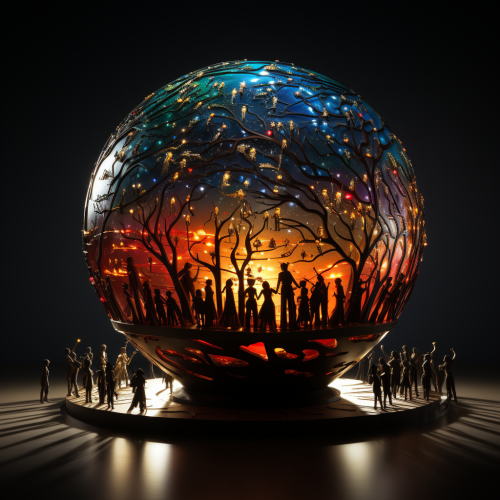 Stick figure animals dancing inside cracked disco ball Stick figure animals dancing inside cracked disco ball