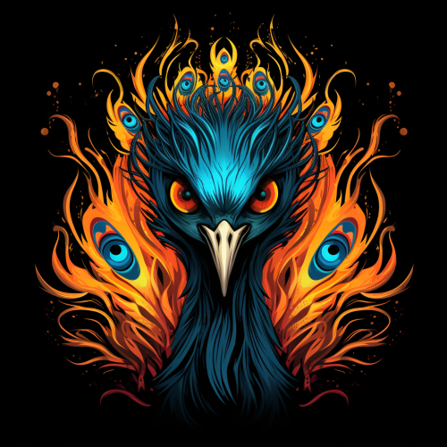 Crazy Peacock on Fire Sticker