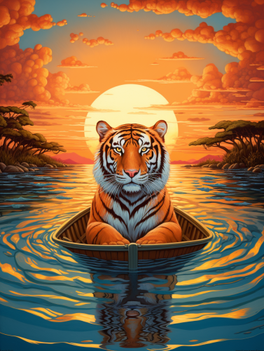 Colorful Tiger in Peaceful Waters
