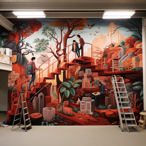 Mural of Creative School Kids