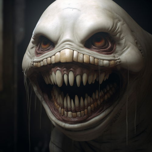 Creepy smile logo with long mouth