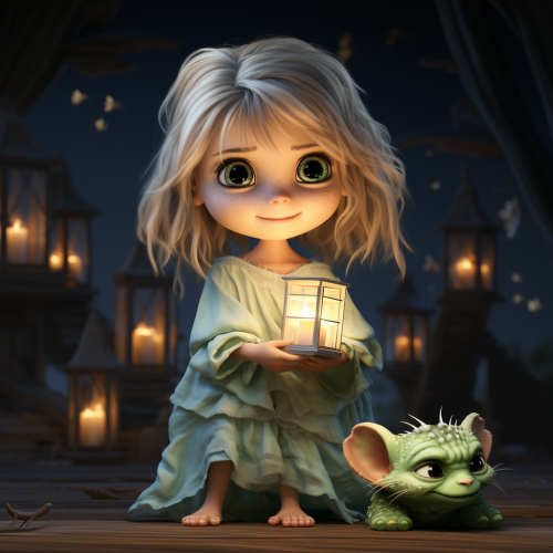 Creepy cute cartoon character holding a candle Creepy cute cartoon character holding a candle