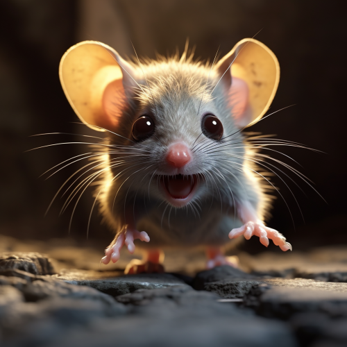 Spooky mouse lurking in the shadows