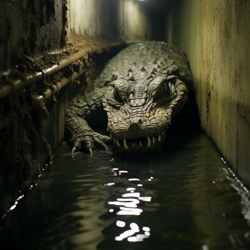 Crocodile monster lurking in sewer