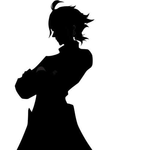 Black crossed arm silhouette on white background